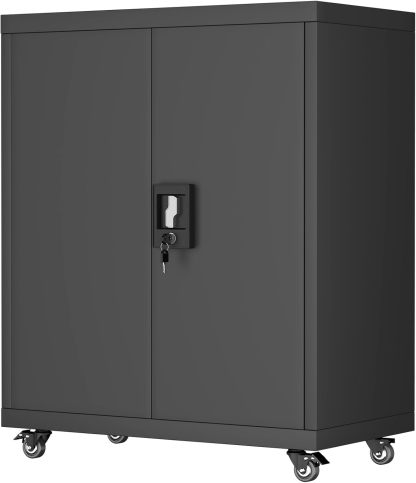 GREATMEET - clóset de almacenamiento de pared de metal con cerradura,armarios de almacenamiento de metal blanco con 1 estante ajustable y 2 puertas,gabinete de acero,desmontar H27.95 White
