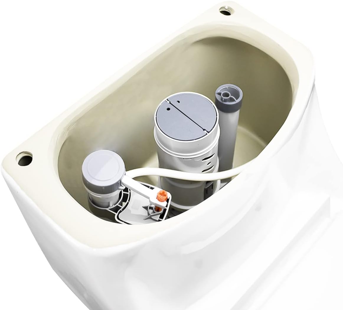 Inodoro de una Pieza para Baño, WC Escusado Color Blanco en Cerámica con Válvula de Carga y Descarga, con Asiento de Cierre Suave.