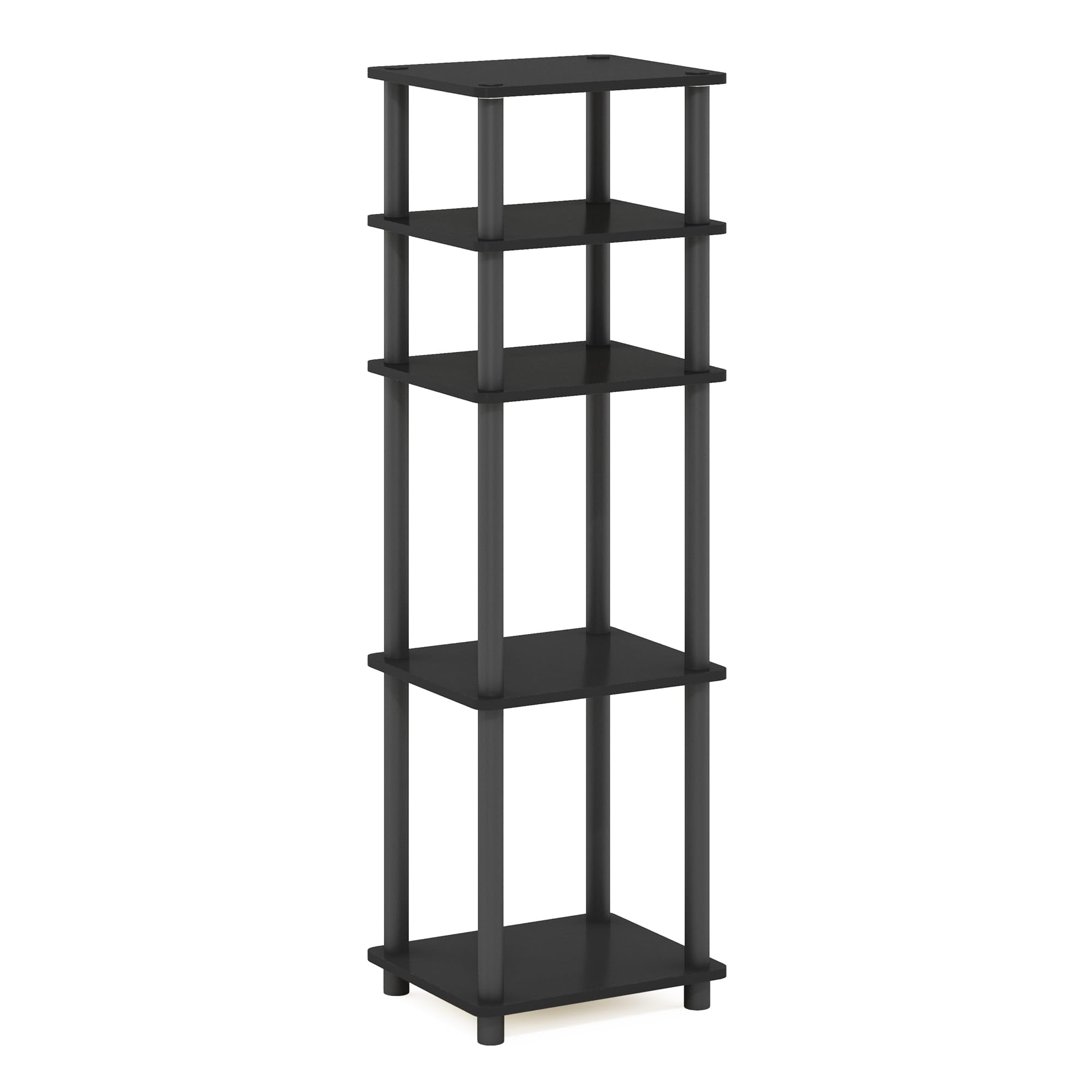 Mesa auxiliar Furinno Just de 3 niveles Turn-N-Tube, paquete de 2 unidades, americano/negra