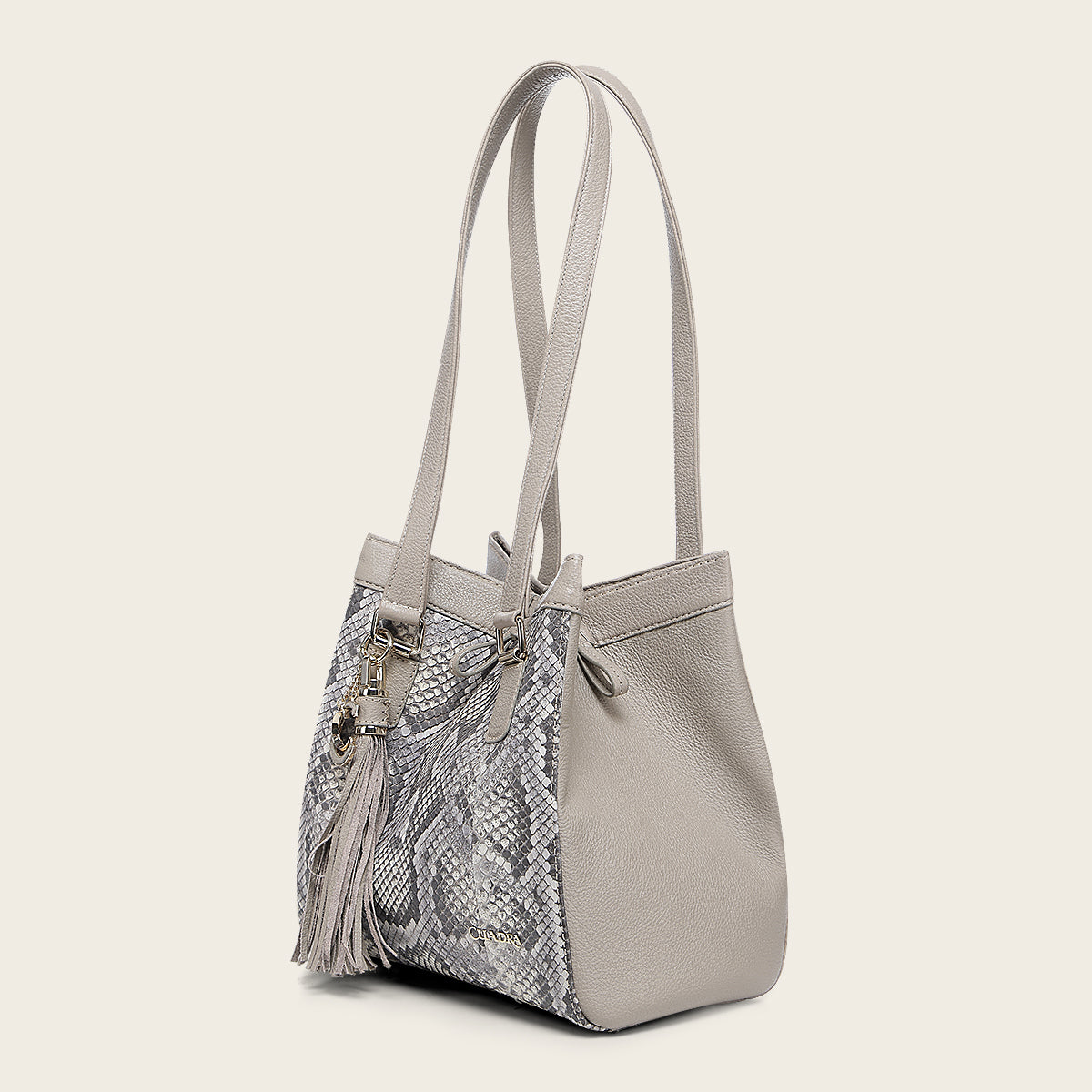 Bolso tote en piel genuina de pitón para dama
