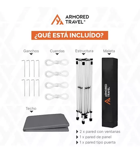 Toldo Con Paredes 3x3 M Carpa Retractil Premium Con Maleta
