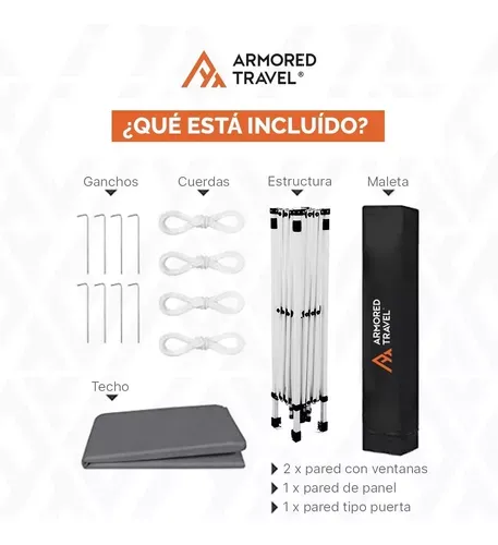 Toldo Con Paredes 3x3 M Carpa Retractil Premium Con Maleta
