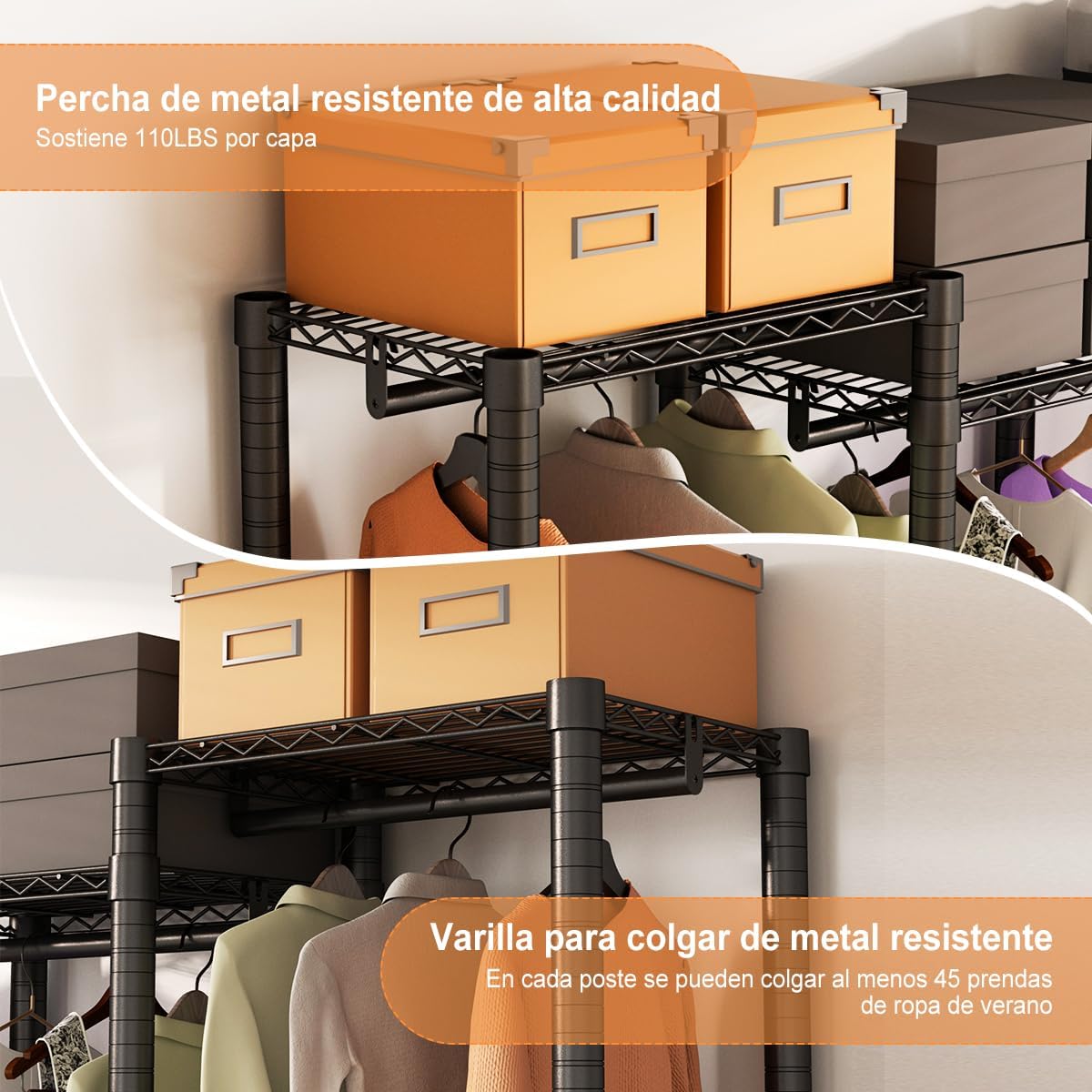 MXLENOBLE Estante de 5 repisas, Estantería de Almacenamiento Ajustable de estantes, Resistente en Ruedas de 4 Pulgadas, Estante Organizador de Metal, Cromado (IC085-B)