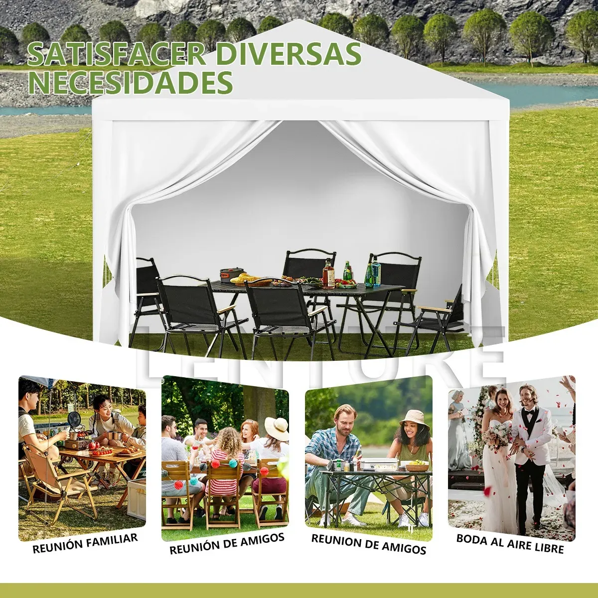 Carpa Toldo Reforzado Impermeable Jardin Lona Blanco 3 X 6