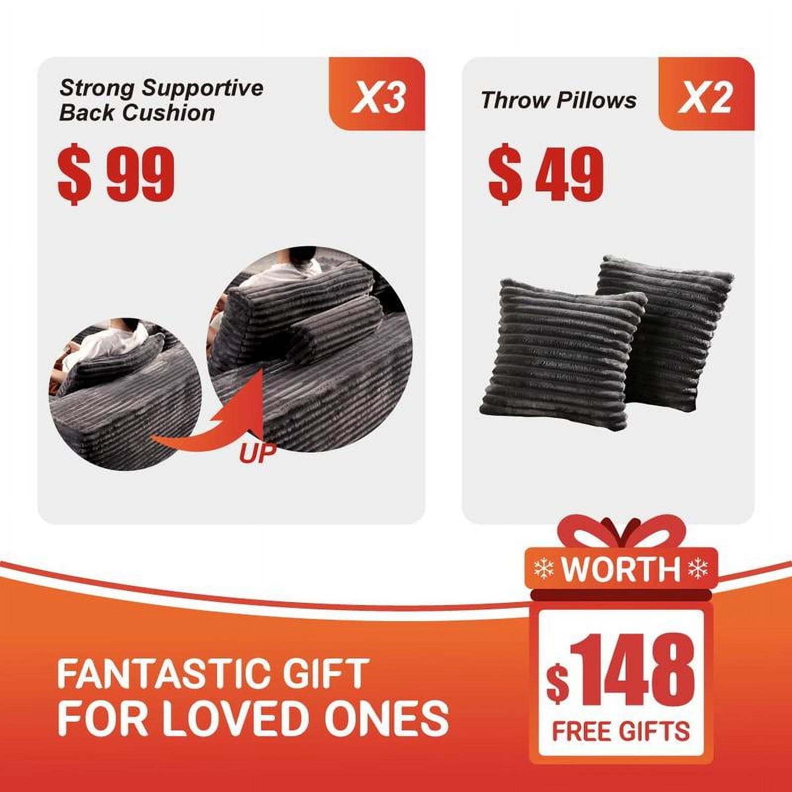 【2 Packages Shipping】Ovios 104" Plush Corduroy Cloud Velvet Modular Couch with Chaise, No Assembly Required - L-Shaped Sectional Sofa Set with Flexible Configuration - 104"W x 67.7"D x 30"H, 3 Seater