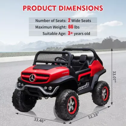 Camión de paseo de 24V para niños, coche eléctrico de 2 plazas con licencia Mercedes Benz para niños pequeños, juguete para montar con Control remoto