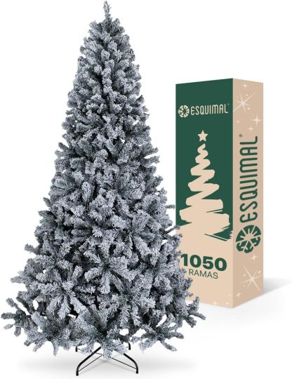 ESQUIMAL Árbol de Navidad Frondoso con Ramas Escarchadas, Pino Navideño (Azul Nevado, 1.8 m)