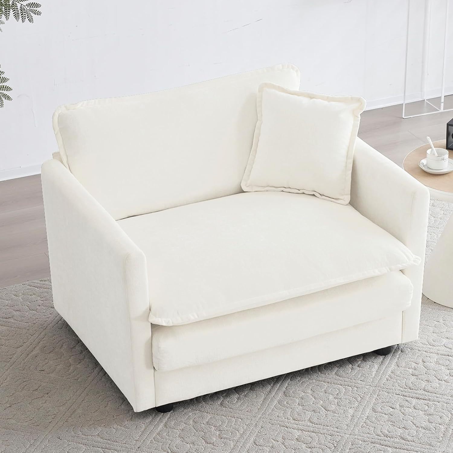Neylory - Sofá de dos plazas con 2 almohadas para sala de estar, recámara, departamento, 2 plazas de felpilla para asiento profundo