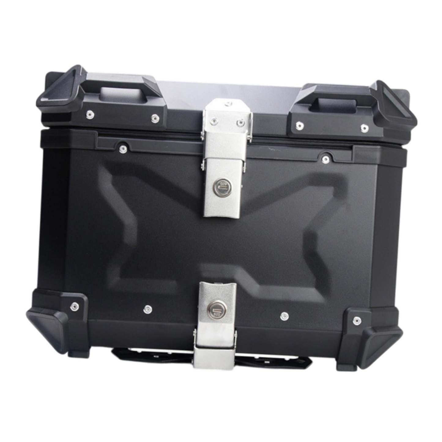Baúl de motocicleta genérico, caja trasera, organizador de aluminio a prueba de golpes, caja para casco, baúl de almacenamiento de equipaje para 45L Plata