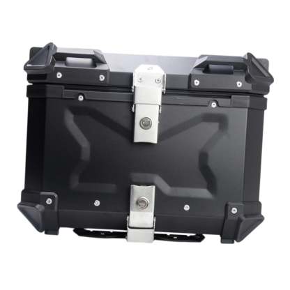 Baúl de motocicleta genérico, caja trasera, organizador de aluminio a prueba de golpes, caja para casco, baúl de almacenamiento de equipaje para 45L Plata