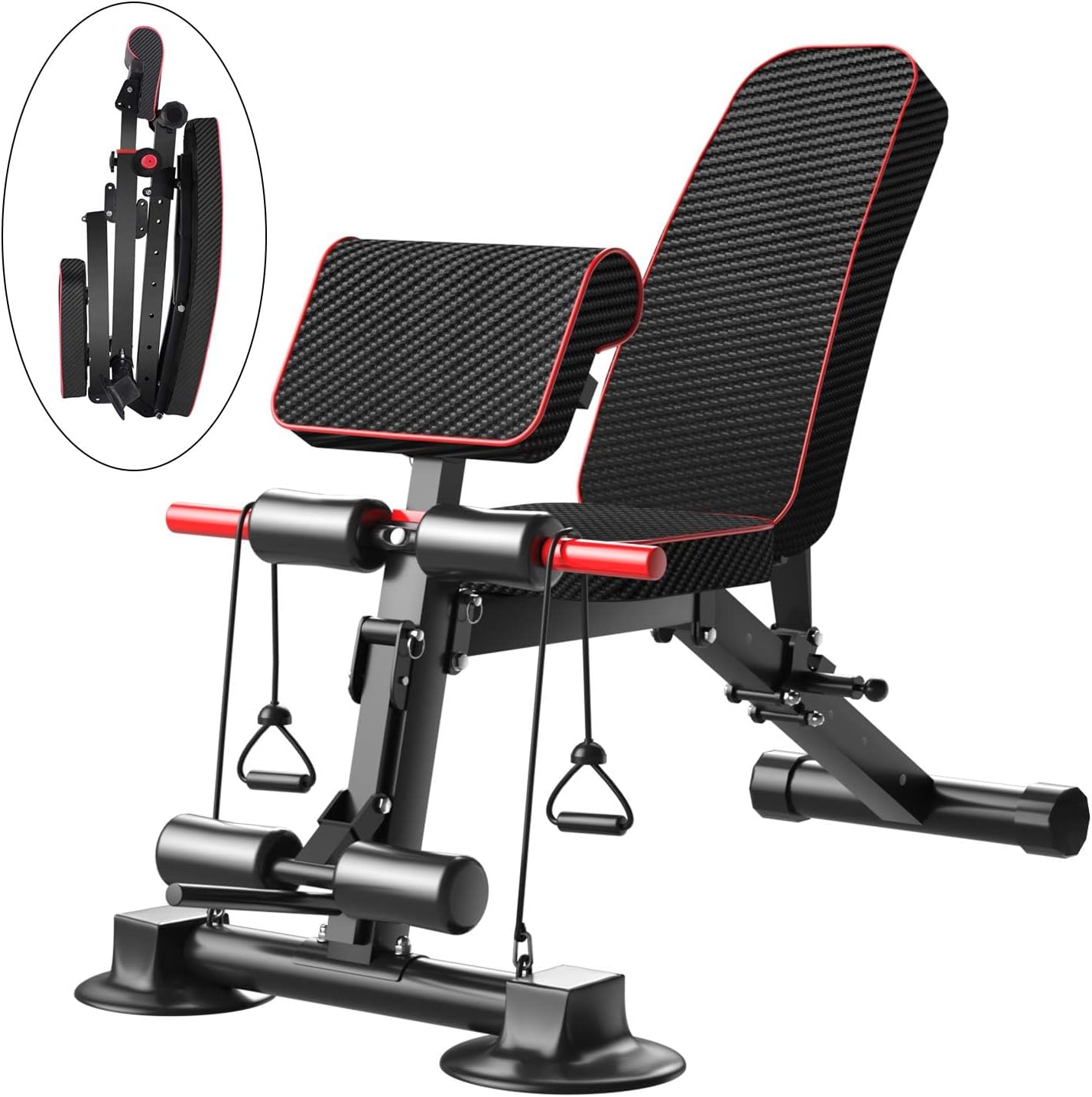 Banco de peso ajustable – Bancos de peso utilitario para entrenamiento de cuerpo completo, plegable plano/inclinación/declive banco multiusos para gimnasio en casa