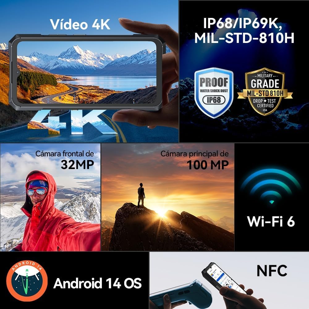CUBOT Celular Kingkong X Robusto Dual Sim 256 GB 16 GB Ram 10200mah Android 14 (Negro)