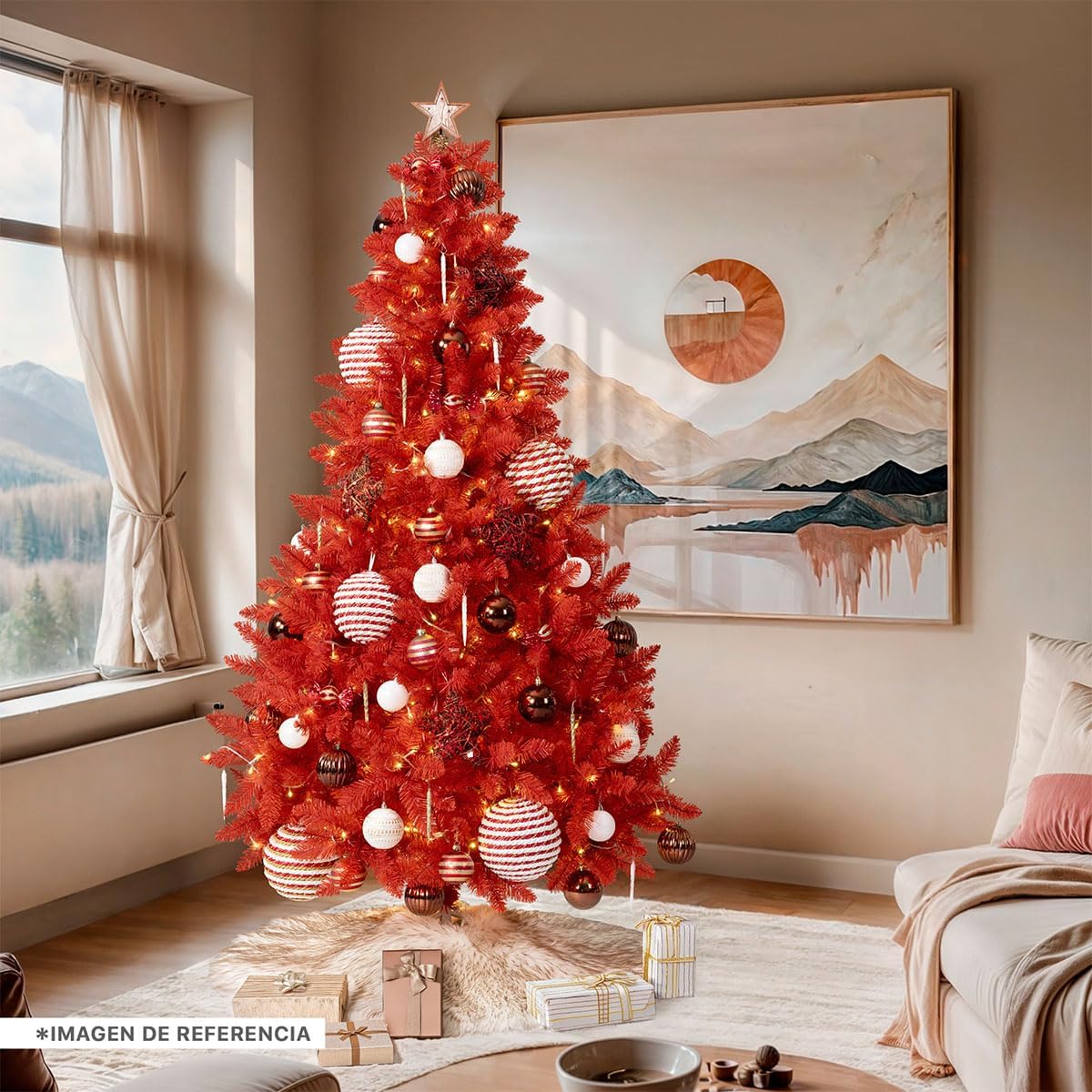 ESQUIMAL Árbol de Navidad Frondoso Pino Navideño Plegable, Cedro del Himalaya (Verde, 2.2 m)