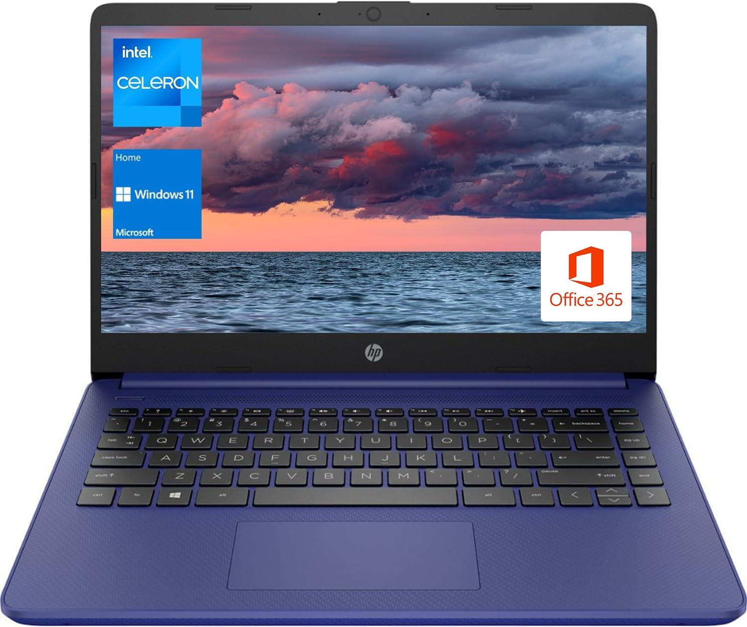 HP - Laptop (incluye 1 año Microsoft 365), pantalla HD de 14 pulgadas, 16 GB de RAM, 64 GB eMMC, Intel Quad-Core N4120, estudiantes y negocios, cámara web, HDMI, Wi-Fi, RJ-45, Windows 11 Home, rosa