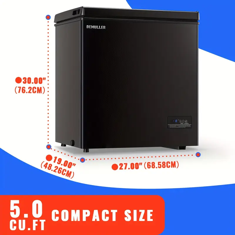CONGELADOR VERTICAL DEMULLER 5.0 CU.FT. Congelador superior de apertura superior Congelador compacto Congelador arcón con cesta de almacenamiento extraíble para cocina doméstica Garaje
