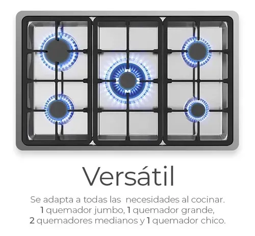 Estufa De Mesa/parrilla De Gas 5 Quemadores Acero Inoxidable Color Plateado