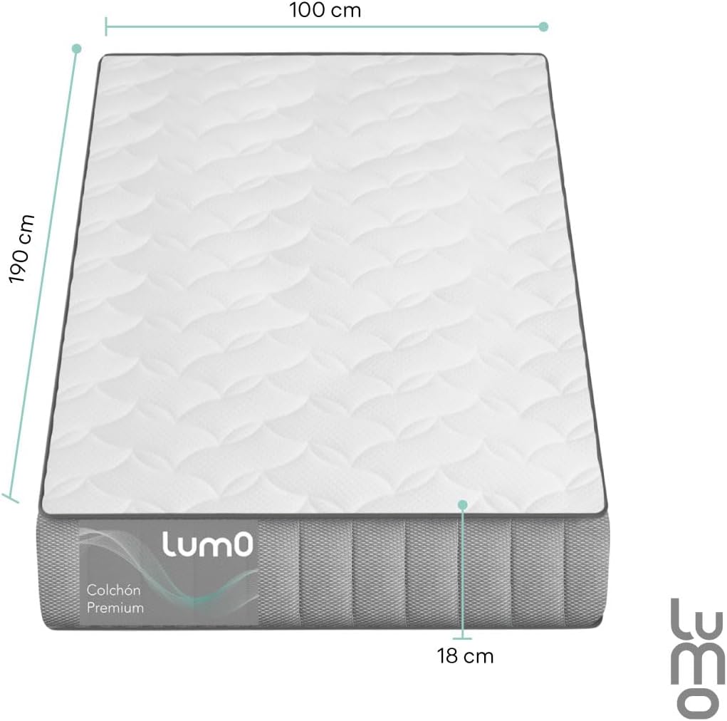 LUMO HOME Colchones Premium de Memory Foam Brinda Frescura al Dormir Anti Ácaros de Grosor Transpirable e Hipoalergénico Blanco (23 cm, Matrimonial)