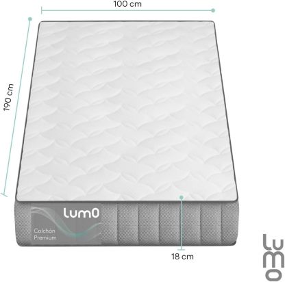 Colchon Premium 7 Capas de Memory de Grosor Transpirable Brinda Frescura al Dormir Anti Ácaros e Hipoalergénico| Enviado en Caja (Blanco, Matrimonial, 18, Centímetros)