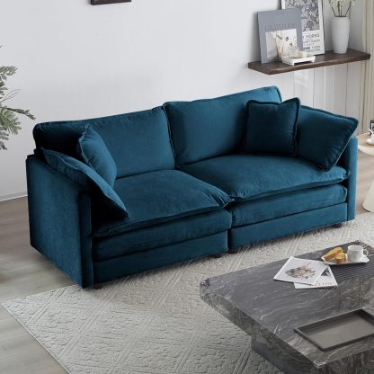 Neylory - Sofá de dos plazas con 2 almohadas para sala de estar, recámara, departamento, 2 plazas de felpilla para asiento profundo