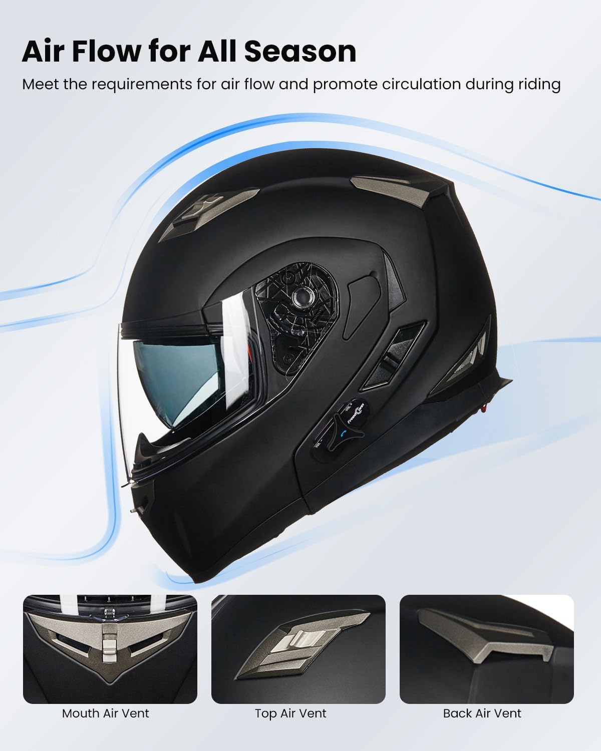 ILM - Casco de Motocicleta Modular Integrado con Bluetooth, con protección Solar para Mp3, Modelo 953/953 Pro