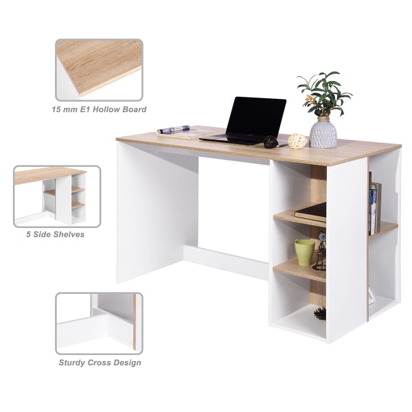 Escritorio de Computadora FurnitureR BRENTON MDF Blanco Haya
