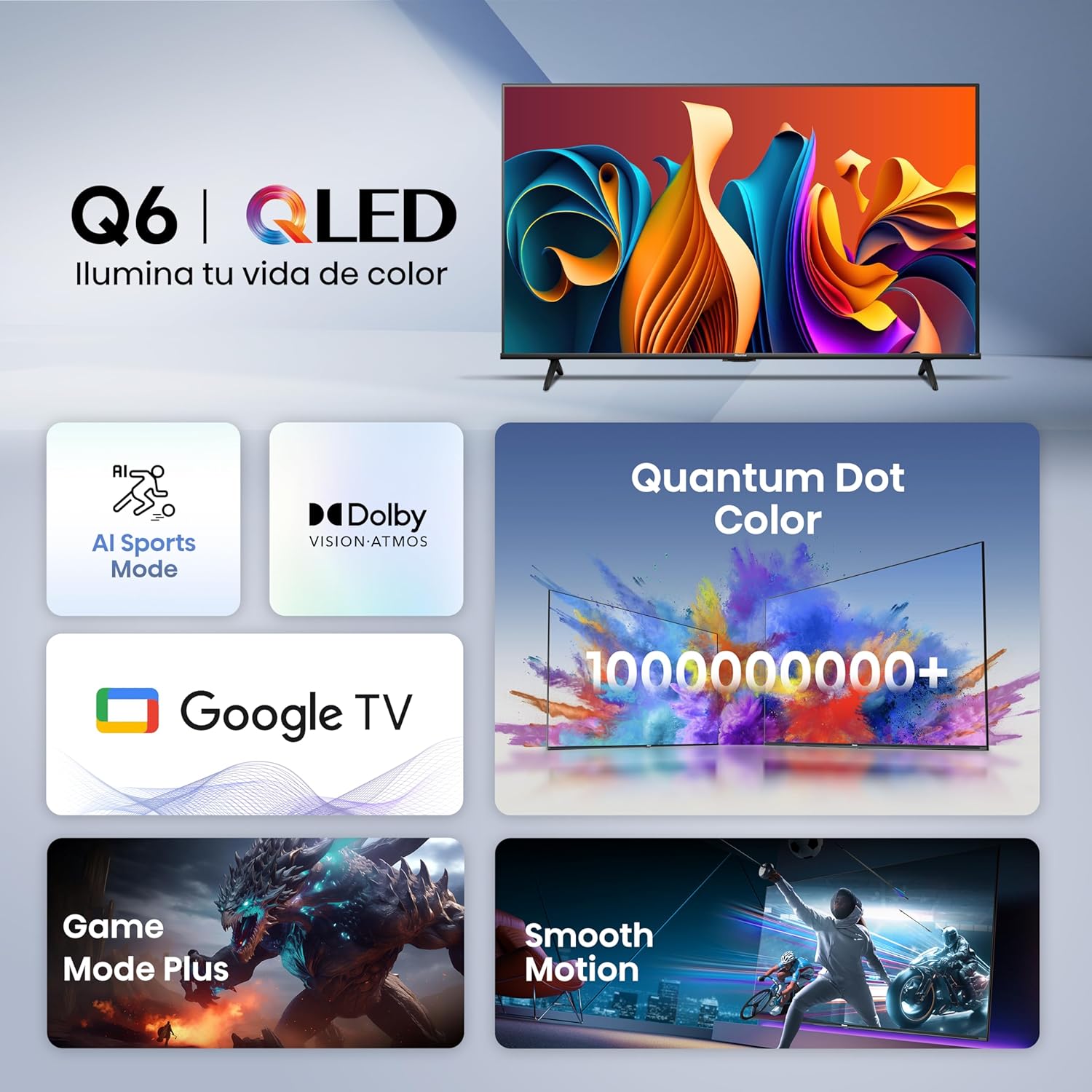 Hisense Pantalla QLED de 43" 43QD6N Google TV Works with Alexa 2024