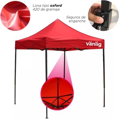 VANLIG | Carpa Toldo Plegable 2x2m | Impermeable, para Uso Temporal y Comercial | Fácil de Armar | Protección Solar UV | Ideal para Jardín, Eventos y Exterior | Color Negro