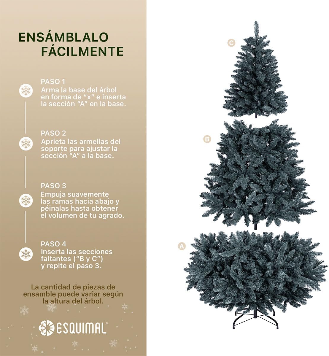 ESQUIMAL Árbol de Navidad Frondoso Pino Navideño Plegable, Cedro del Himalaya (Verde, 2.2 m)
