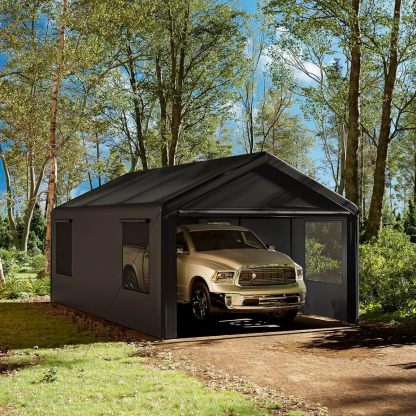 Carpa Armable para Auto 6x3 m con Paredes Laterales | Toldo Reforzado de Acero Galvanizado | Resistente al Sol y Lluvia | Ideal para Jardín, Eventos o Almacén | Fácil de Montar | Color Beige