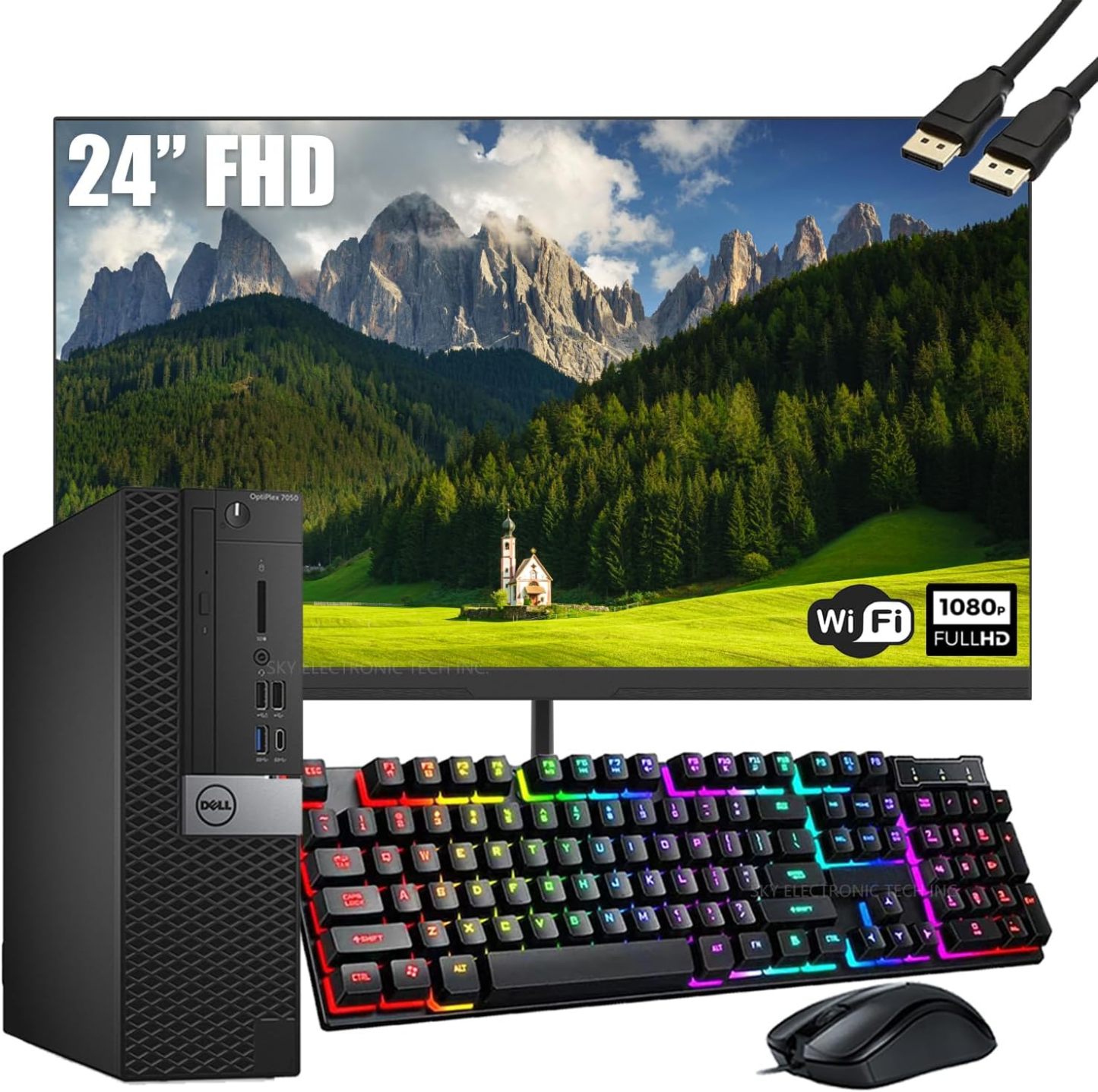 Dell OptiPlex 7050 SFF Computadora de computadora con Monitor Full HD de 24 Pulgadas, Juego de PC de 6ª generación Quad Core i7-6700, 16 GB de RAM, 512 GB SSD, Teclado y Mouse, WiFi, Windows 10 Pro