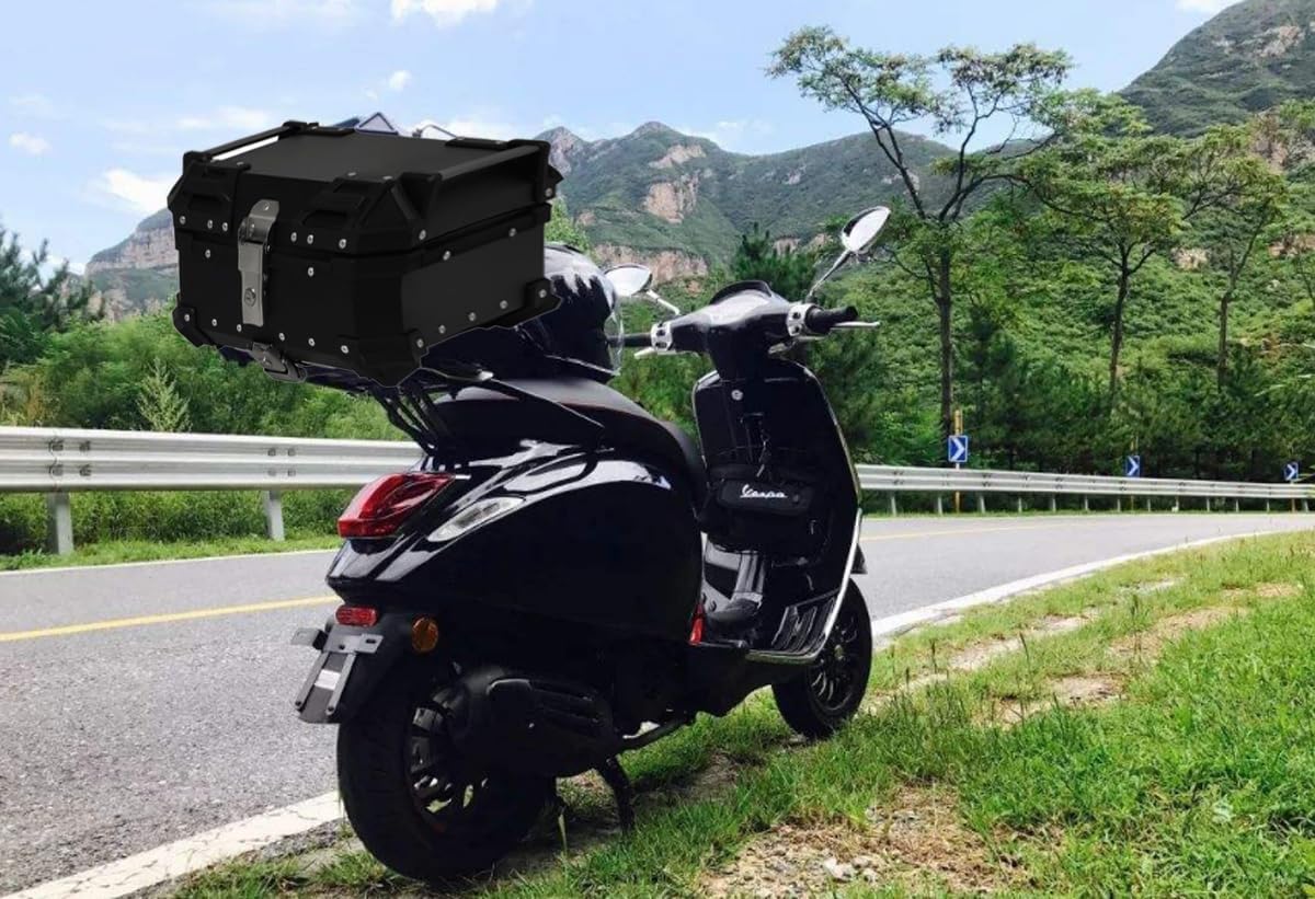 LWCHUANG - Caja superior para motocicleta, caja trasera de aleación de aluminio de 28 L, caja superior impermeable para motocicleta con bloqueo de seguridad y herramientas de instalación, adecuada