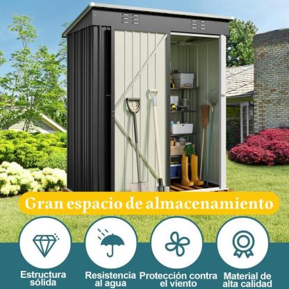 Zocalo Cobertizo de Almacenamiento para Exteriores 162x95x181cm Cobertizo con Rejillas de Ventilación y Cerradura, Casa de Almacenamiento de Metal Impermeable, Almacen para Patio Trasero, Jardín