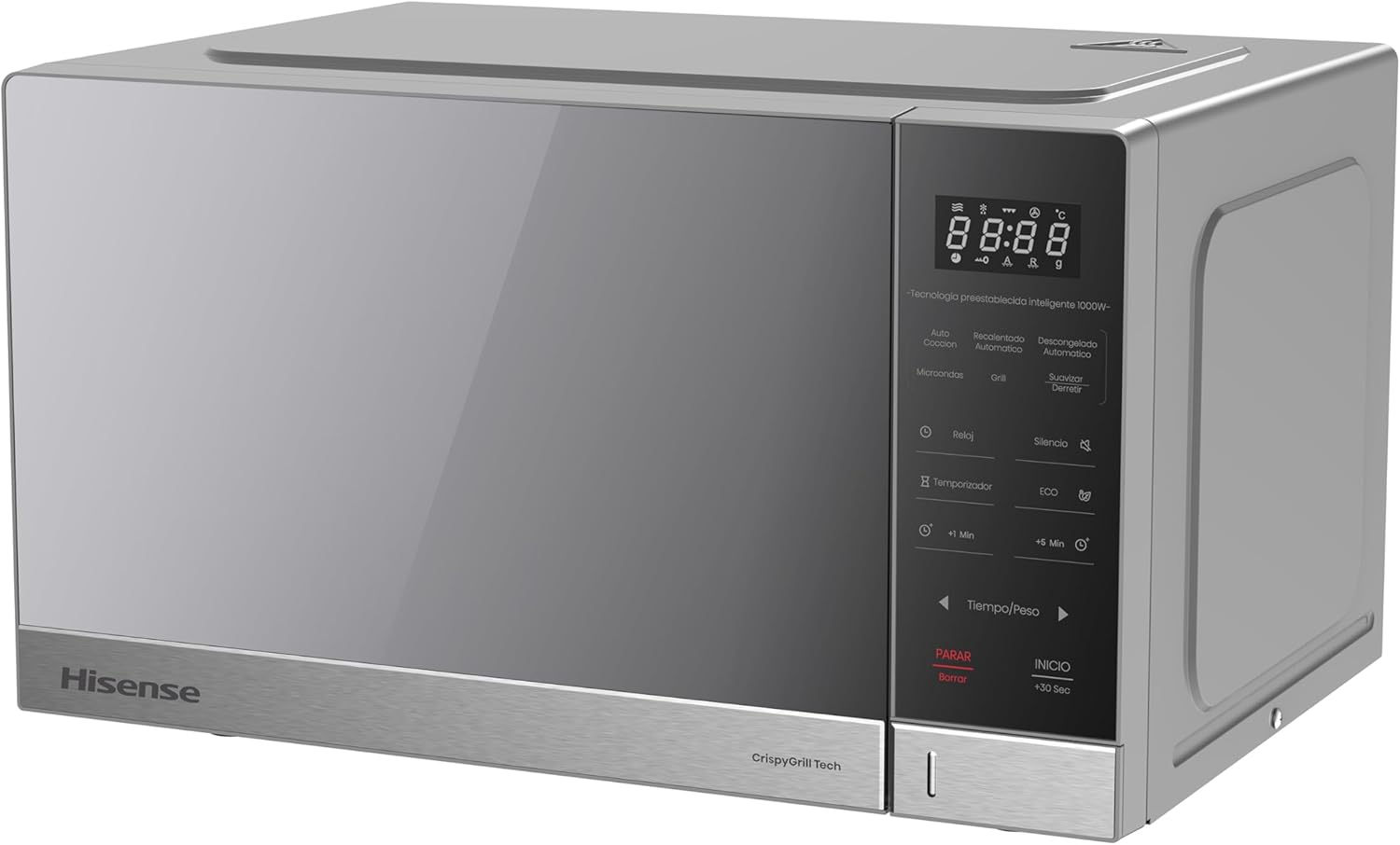 Horno de Microondas Hisense, 1.1 Pies Cúbicos, 10 Niveles de Potencia, Color Gris, Modelo HMMG3010SMG