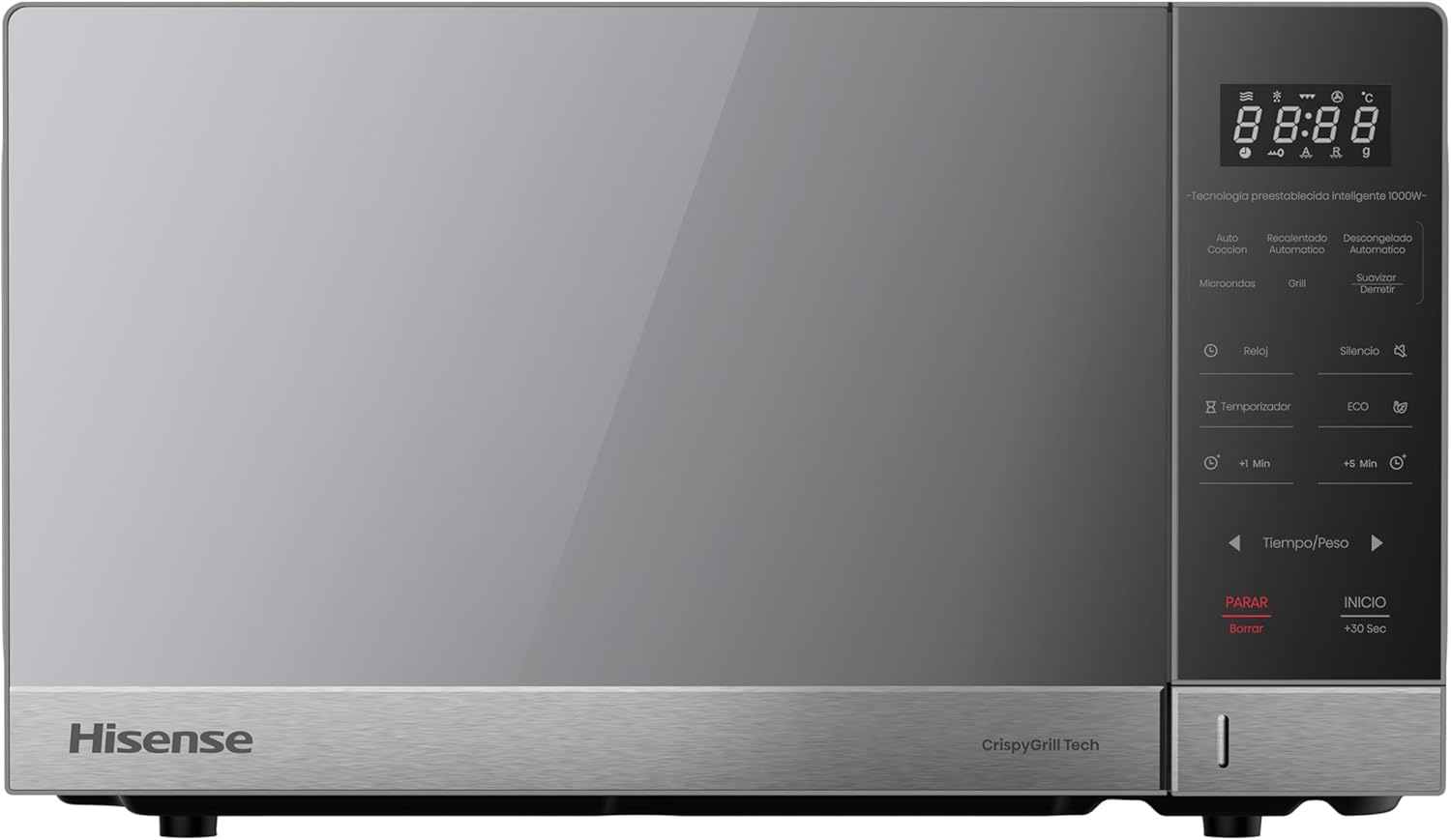 Horno de Microondas Hisense, 1.1 Pies Cúbicos, 10 Niveles de Potencia, Color Gris, Modelo HMMG3010SMG