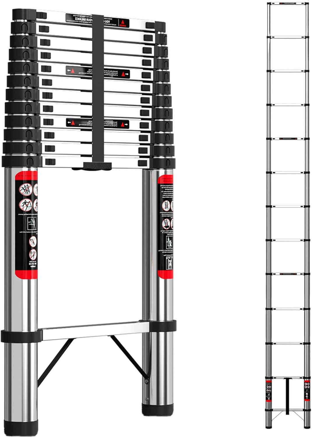 Bowoshen Escalera Telescópica De 6.2 Metros Escalera De Aluminio Segura Y Protegida Antideslizante Multiusos Escalera Extensible 20.5 Pies, 330 Libras Capacidad