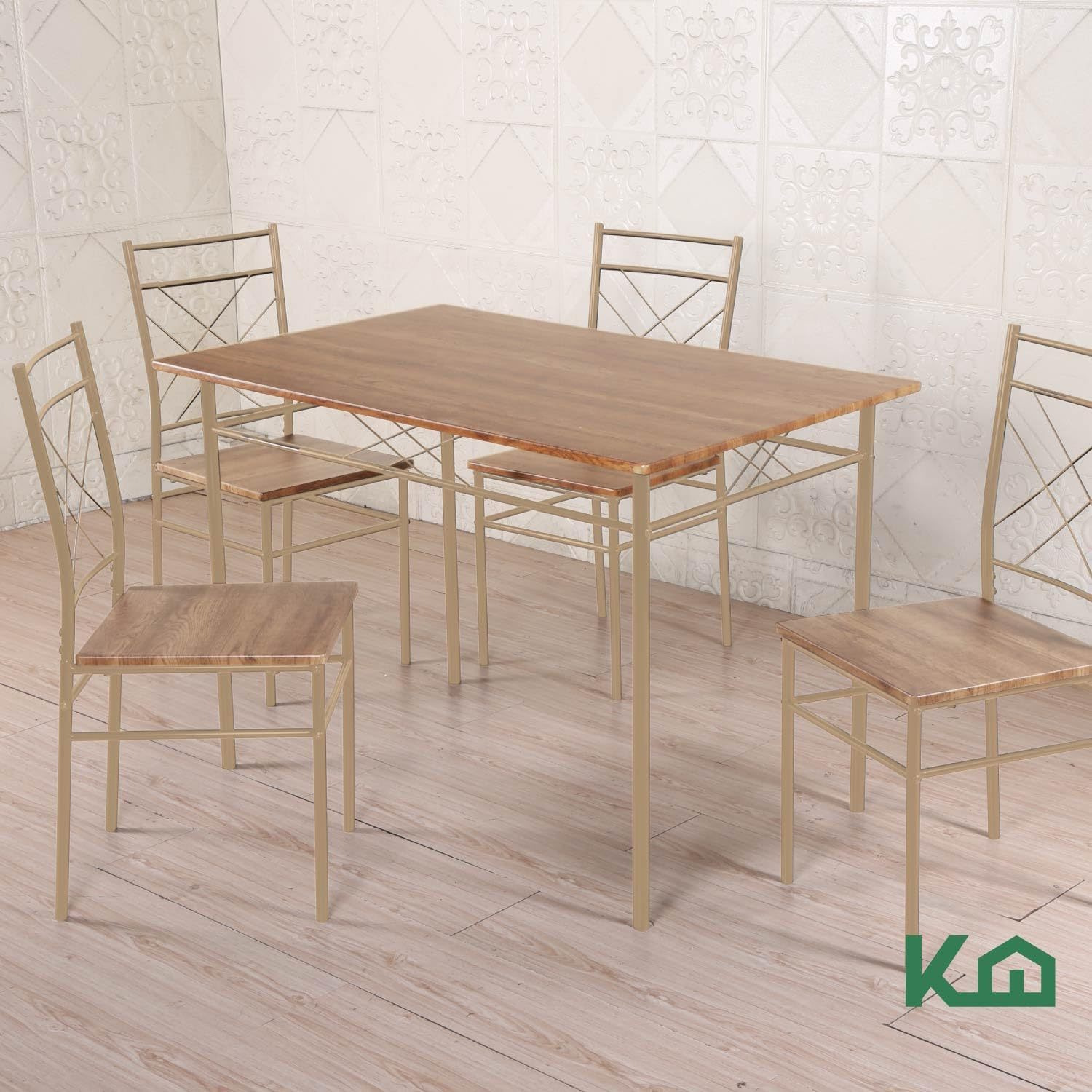 Kingshouse | Mesa de Comedor con 4 Sillas – Mesa de Madera MDF para 4 Personas – Estructura metálica – Moderna Minimalista – Juego de Mesa + 4 Sillas – Muebles para Cocina Restaurante y Cafeterías