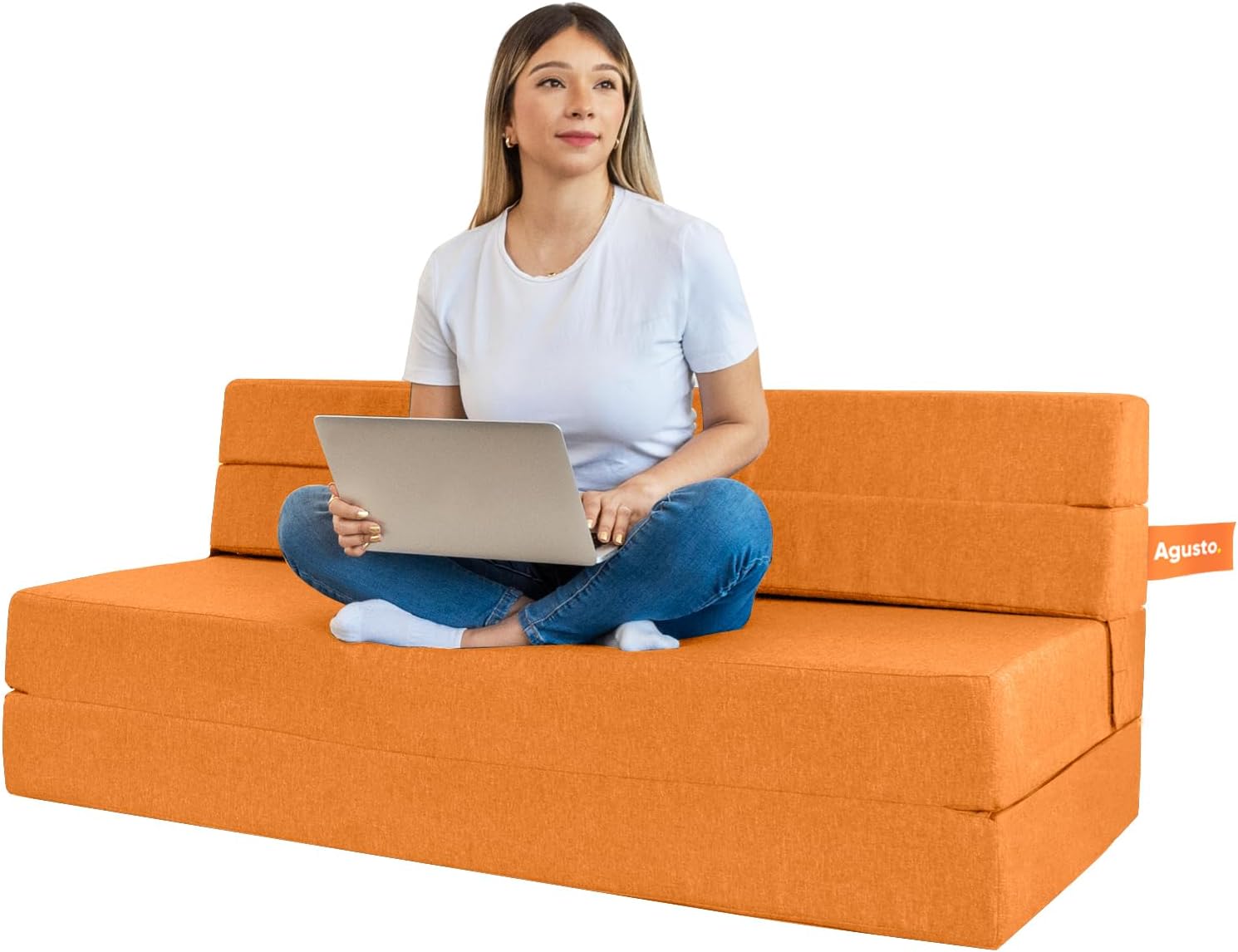 AGUSTO Sofá Cama Matrimonial Multifunción Colchon Plegable Futon Chaise Sillon Puff (Gris Oxford)