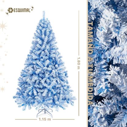 ESQUIMAL Árbol de Navidad Frondoso con Ramas Escarchadas, Pino Navideño (Azul Nevado, 1.8 m)