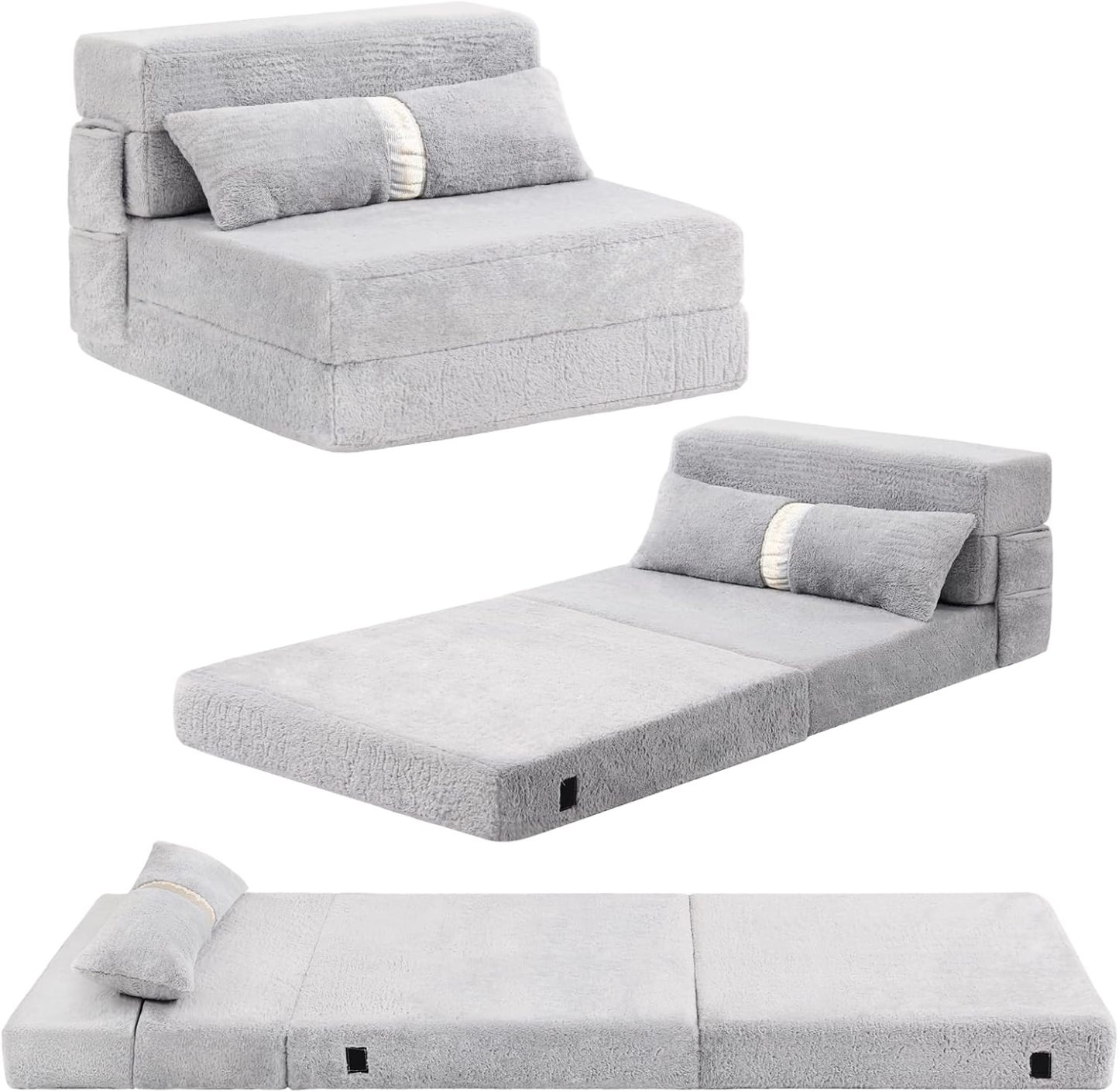 Tiita - Sillón de futón, tamaño individual, sofá cama plegable con alm