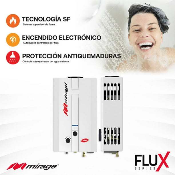 Boiler De Paso Flux Mirage de 6 Litros Por Minuto Gas Natural Mirage MBF06EF