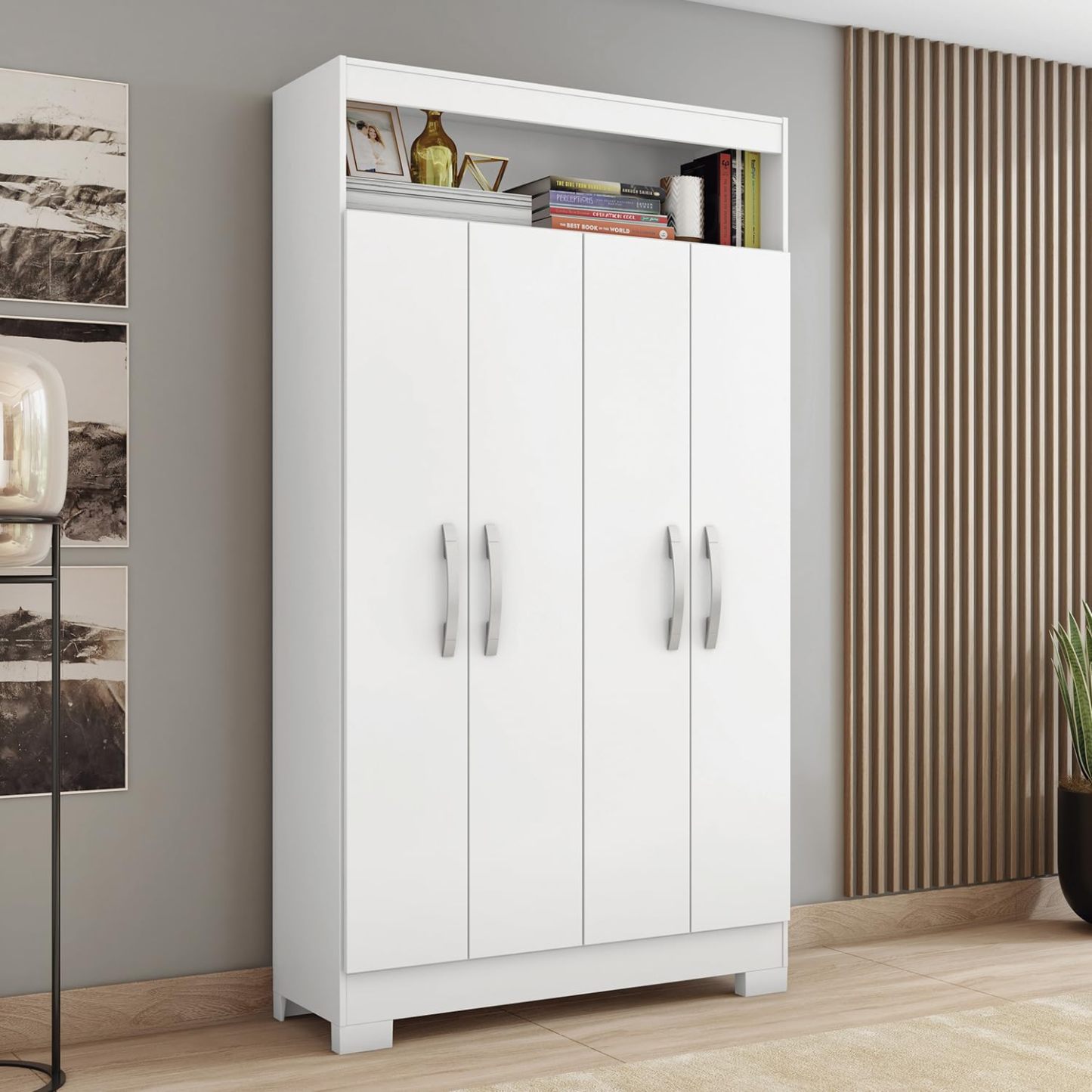 Skal Living Armario Multifuncional 4 Puertas Blanco/Rosa NT4040-BL