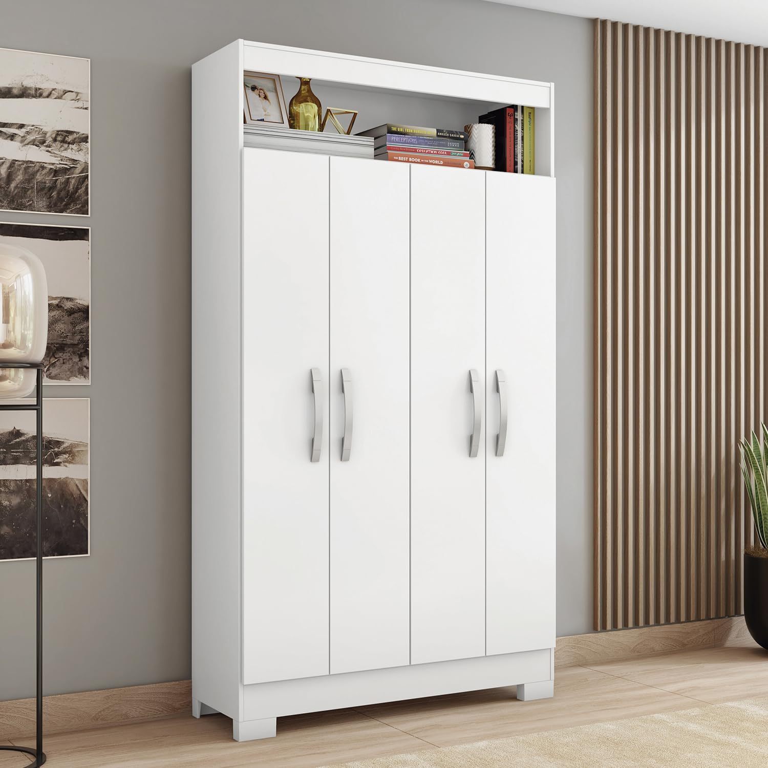 Skal Living Armario Multifuncional 4 Puertas Blanco/Rosa NT4040-BL