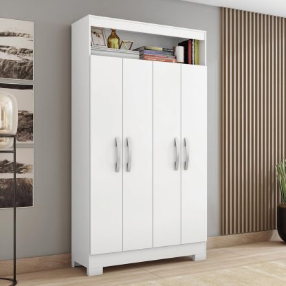 Skal Living Armario Multifuncional 4 Puertas Blanco/Rosa NT4040-BL