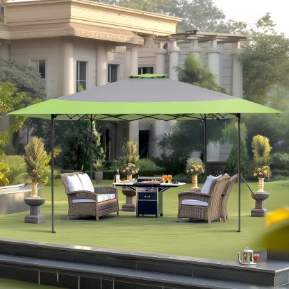 PHI VILLA - Toldo parasol con bloqueo UV de 4 x 4 m con kits de herramientas, pantalla de cenador para patio al aire libre, eventos de jardín-toallita mágica esponja