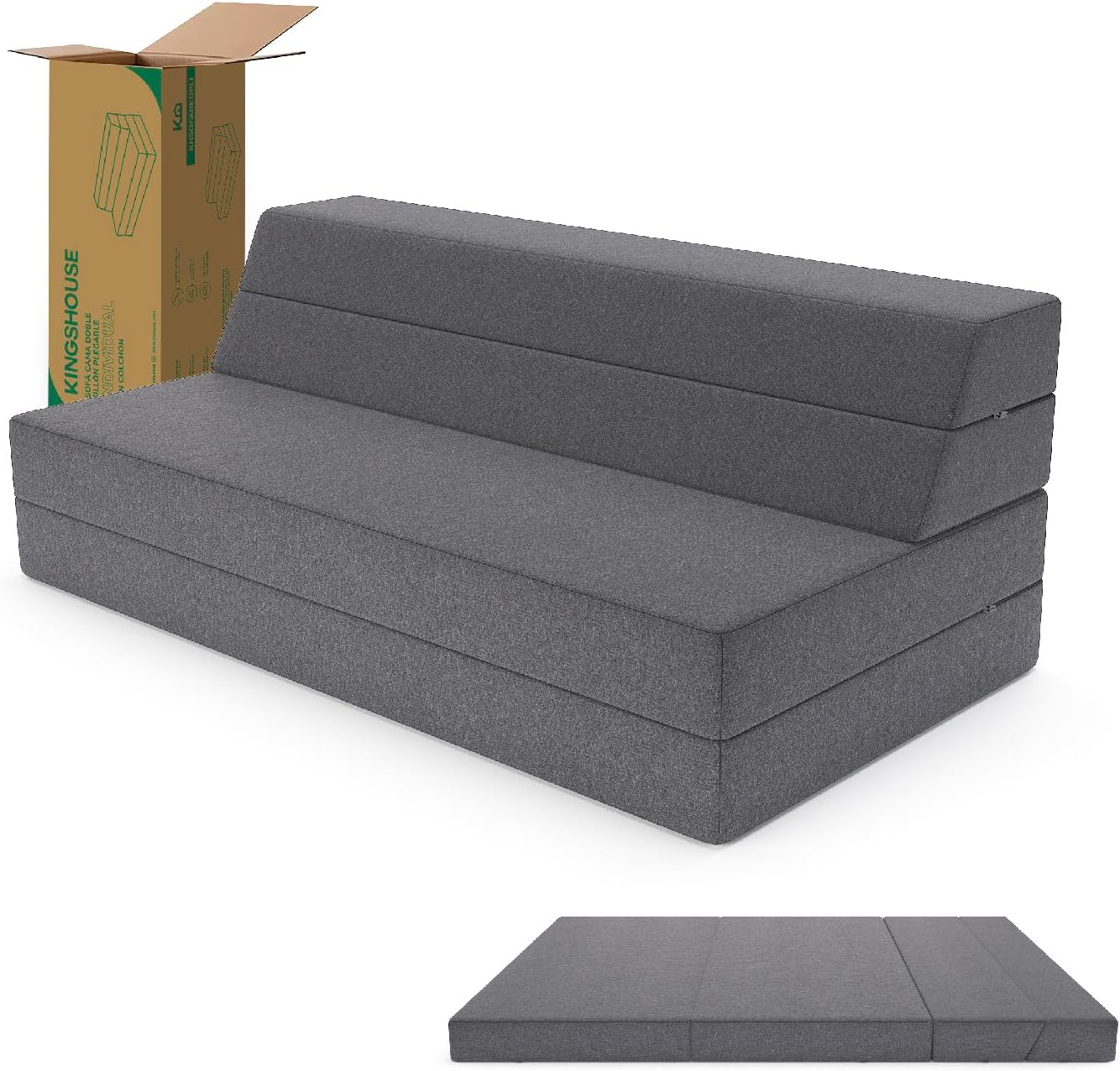 Kingshouse | Sofá Cama Matrimonial Plegable - Sillón Multifuncional y Convertible 2 en 1 - Relleno de Espuma de Alta Densidad - Funda Desmontable - Soporte Ergonómico y Suavidad Hogar, Sala, Recámara