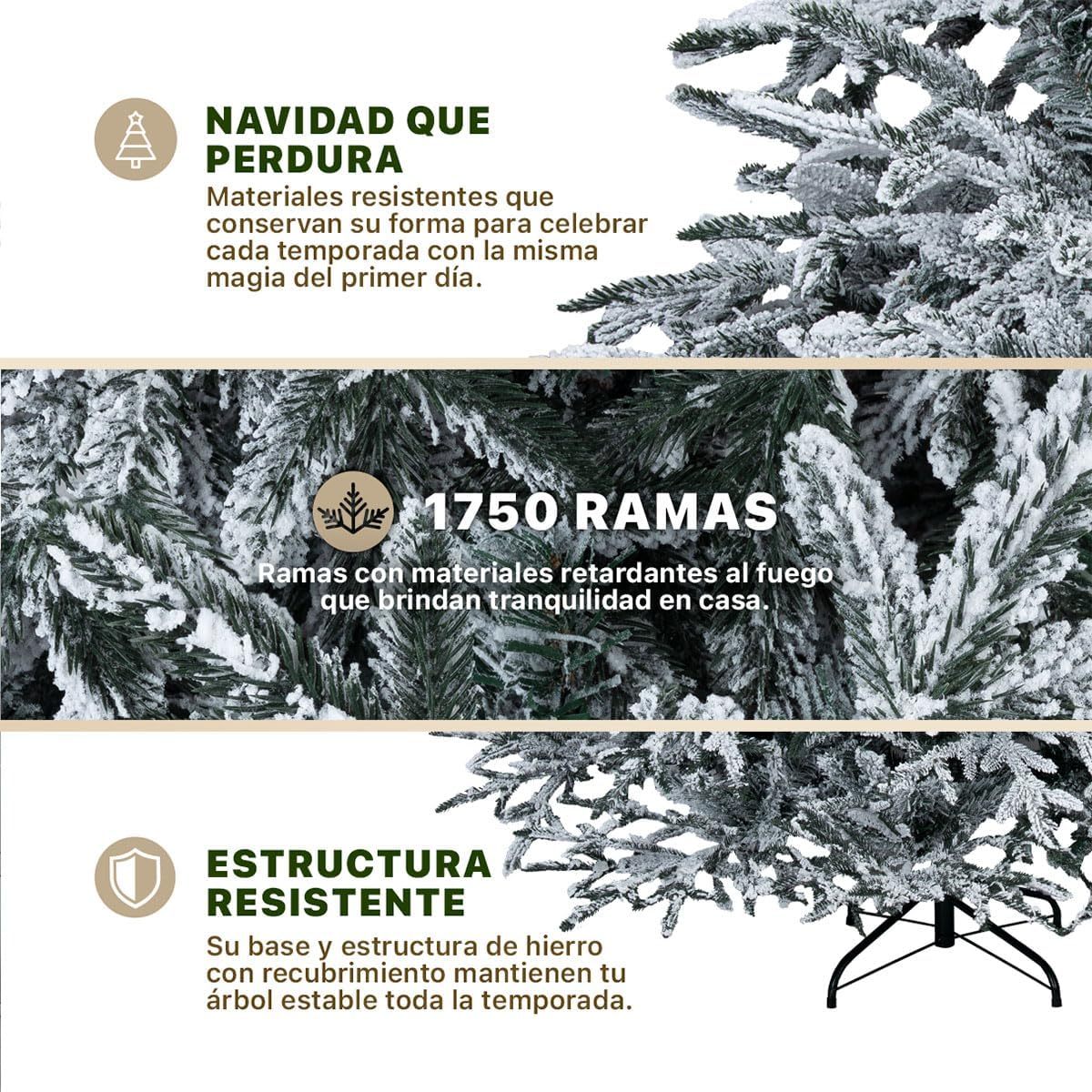 ESQUIMAL Árbol de Navidad Escarchado Ramas PVC y PE, Cedro del Himalaya Frondoso (Verde Nevado, 1.8 m)
