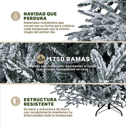 ESQUIMAL Árbol de Navidad Escarchado Ramas PVC y PE, Cedro del Himalaya Frondoso (Verde Nevado, 1.8 m)