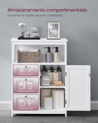 VASAGLE UBBC542P31V1 - clóset de Almacenamiento de baño no Empotrado con 3 cajones, Estante Ajustable, 11.8 x 23.6 x 31.5 Pulgadas, Color Blanco