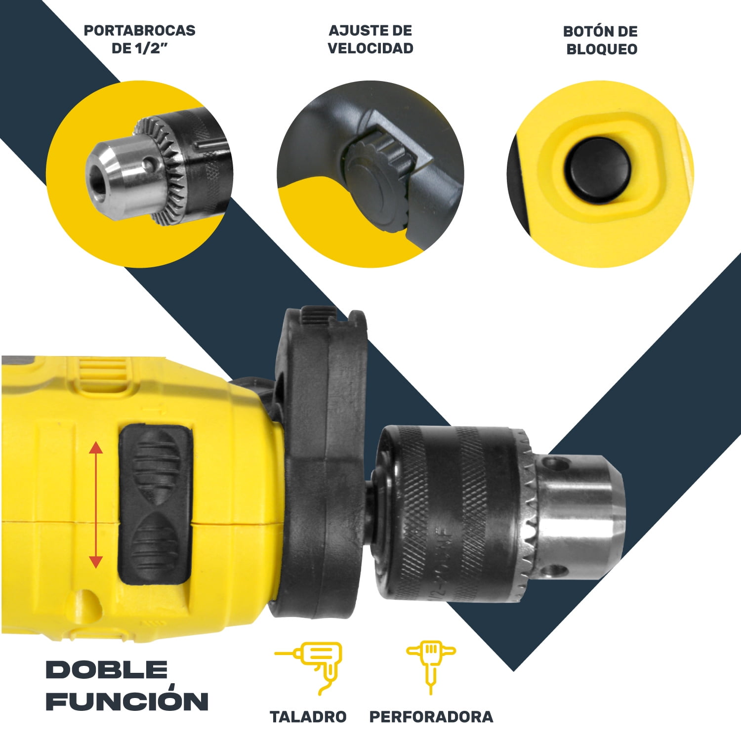 Taladro Rotomartillo Gutstark Home 1/2 710W 3000rpm Kit Herramientas 32pz