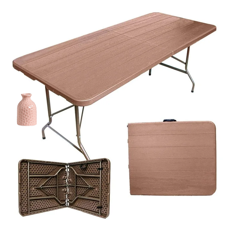 Mesa Portatil Plastico Portafolio Plegable 180cm Cafe JARDIMANÍA JM-M180Brown